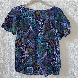 Mudd Girls Paisley Floral Print Short Flutter Sleeve V-neck Blouse